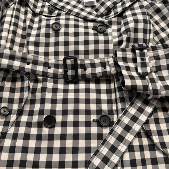 Coach | Black and Ivory Gingham Mid Length Trench Coat Size 10 - Picture 5 of 16